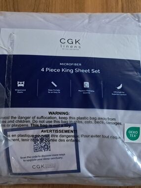 GK Linens White Microfiber 4-Piece King Sheet Set Light Lavader Color